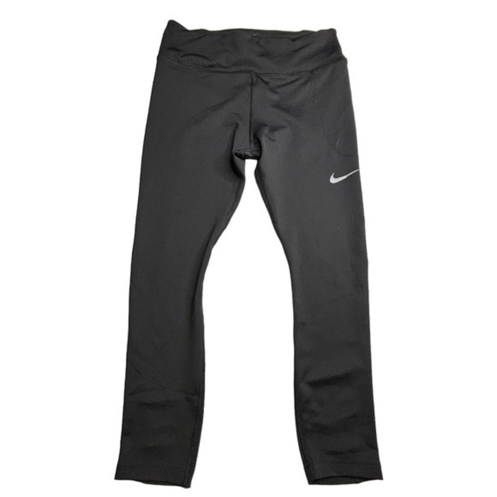 Nike Dri Fit Capri Crop Leggings Black‎ Mesh Vented Running Drawstring Size M